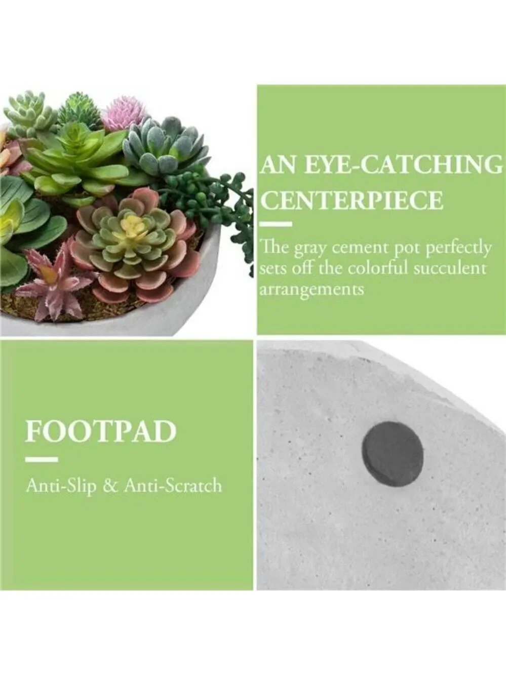 Artificial Succulent Arrangement Faux Plants in Gray Concrete Decorative Planter